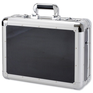 Alumaxx Laptop Attache Case with Padding 2 Combination Locks Silver-Carbon Aluminium Ref 45140