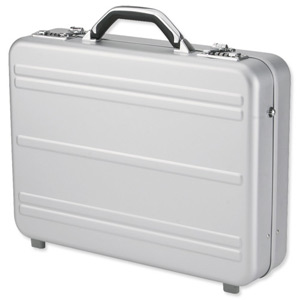 Alumaxx Mercato Laptop Attache Case with 2 Combination Locks Silver Aluminium Ref 45188