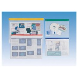INDX Zip Pouch Heavy-duty PVC Clear with Coloured Seal A4 Assorted Ref 4714 [Pack 10]