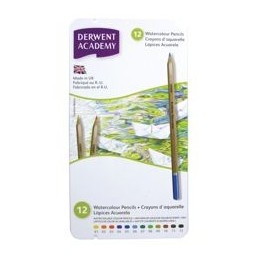 Derwent Academy Watercolour Pencils High-quality Pigments Assorted Ref 2301941 [Pack 12]