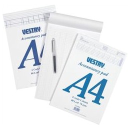Vestry Accountants Pad 6 Cash Column 80 Leaf A4 Ref CV2085
