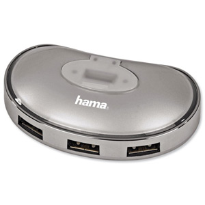 Hama USB 4 Port Docking Hub USB 2.0 Silver Ref 78484