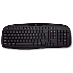 Logitech MK250 Cordless Desktop UK Keyboard Compact 2.4GHz Countoured Mouse Black Ref 920-002661