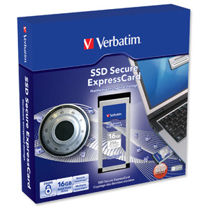 Verbatim Secure SSD ExpressCard PCI Express 1.1 256-bit Encryption Read 120MB/s Write 30MB/s 16GB 47456