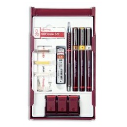 Rotring Rapidograph College Set with 3 Pens 0.25/0.35/0.5mm 1 Mechanical Pencil 0.5mm Ref S0699530