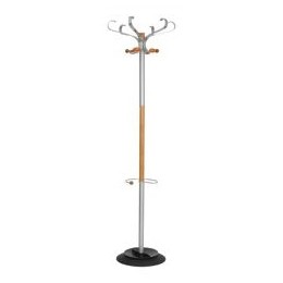 Alba Triomph Hat and Coat Stand Metal and Wood with Umbrella Holder 6 Hooks 6 Pegs H1740mm Ref PMTRIOMPH