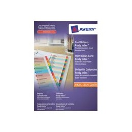 Avery ReadyIndex Dividers Card with Coloured Contents Sheet Matching Mylar Tabs 10-Part Ref 1971501