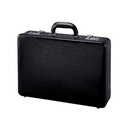 Alassio Attache Case Leather 3x A4 Compartments Expandable by 20mm Black Ref 41033