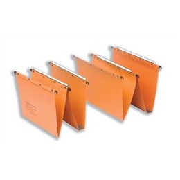 L Oblique Suspension File Manilla Vertical for 100sheet V-Base Foolscap Orange Ref 100330312 [Pack 25]