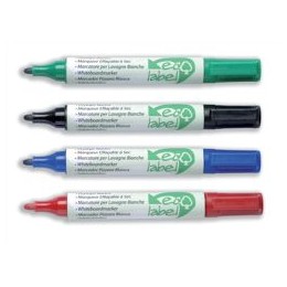 Ecolabel Drywipe Marker with Recycled Paper Barrel Bullet Tip Line 1.5mm Assorted Ref 268871 [Wallet 4]