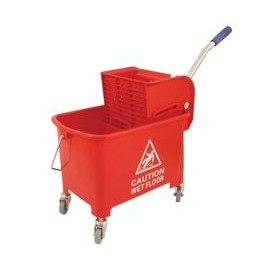Charles Bentley Mop Bucket Mobile Colour-coded with Handle 4 Castors 20 Litre Red Ref SPC/MB20R