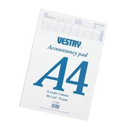 Vestry Accountants Pad 8 Audit Column 80 Leaf A4 Ref CV2092