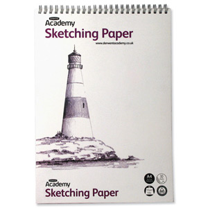 Derwent Academy Sketch Pad Acid-free Headbound Wirebound 110gsm 30 Sheets A4 Ref 2300172