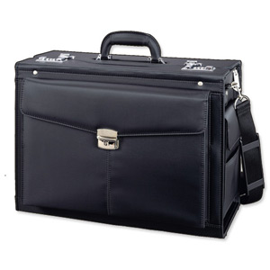 Alassio Rocca Pilot Case Microfibre Laptop Compartment 2 Combination Locks Black Ref 45035