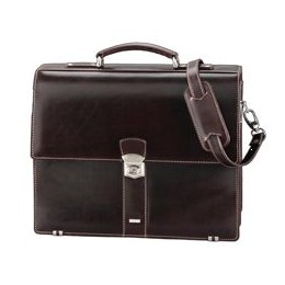 Alassio Monaco Laptop Bag for 16in with Shoulder Strap Leather Dark Brown Ref 47022