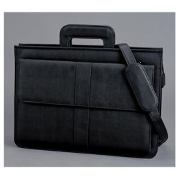 Alassio Document Case Multi-section Zipped with Shoulder Strap Leather-look Black Ref 41024