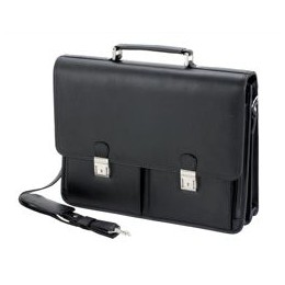 Alassio Vento Laptop Briefcase with Organiser Shoulder Strap for 15.4in Leather-look Black Ref 47118