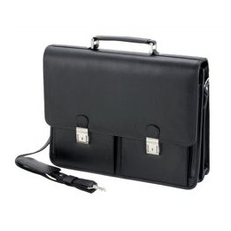 Alassio Vento Laptop Briefcase with Organiser Shoulder Strap for 15.4in Leather Black Ref 47117