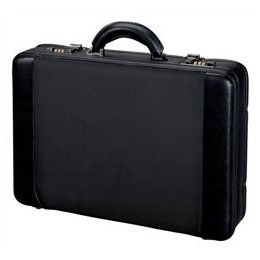 Alassio Attache Case and Removable Laptop Sleeve Leather Multi-section Expandable by 20mm Black Ref 45039
