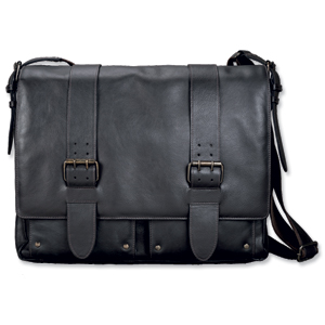 Pride and Soul Tank Shoulder Bag Leather with 17inch Laptop Section 2 Front Pockets Dark Brown Ref 47135