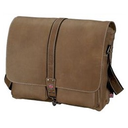 Pride and Soul Duke Shoulder Bag Leather 17inch Laptop Section 2 Front Pockets Brown Ref 47130