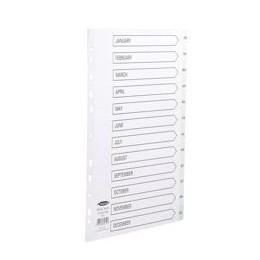 Concord White Index Polypropylene 120 Micron Europunched Jan-Dec A4 Ref 64701