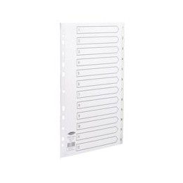 Concord White Index Polypropylene 120 Micron Europunched 1-12 A4 Ref 64201