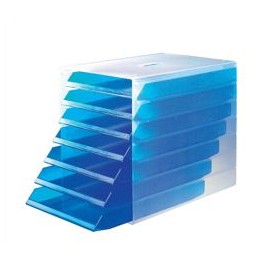 Durable Trend Idealbox Desk Set Plastic7 Drawer Clear and Translucent Blue Ref 1712000540