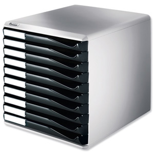 Leitz Form Set Filing Unit with 10 Drawers A4 W291x352x291mm Black and Grey Ref 5281-95