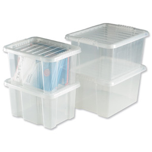 Trexus Quick Shelf System Storage Container Box Plastic with Lid W325xD430xH245mm [Pack 4]