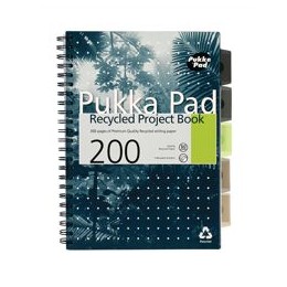 Pukka Pad Project Book Recycled Wirebound Perforated Ruled 5-Divider 200pp 80gsm A4 Ref 6050-REC [Pack 3]