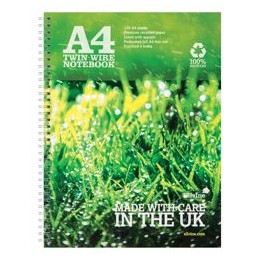 Silvine Premium Hardback Notebook Recycled Wirebound Ruled 120pp 80gsm A4 Ref R105 [Pack 5]