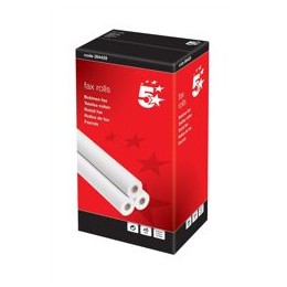 5 Star Fax Roll Thermal with 1m Warning Strip W210mmxL15mx12.7mm Core [Pack 6]