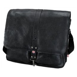 Pride and Soul Greyson Shoulder Bag Leather 17inch Laptop Section 2 Front Pockets Black Ref 47143