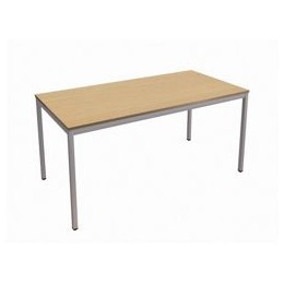Trexus Rectangular Office Table with Silver Legs 18mm Top W1500xD750xH725mm Oak