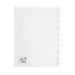 5 Star Index Multipunched 120 micron Polypropylene 1-10 A4 White