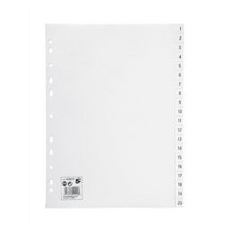 5 Star Index Multipunched 120 micron Polypropylene 1-20 A4 White