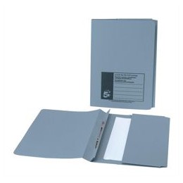 5 Star Flat File with Pocket Recycled Manilla 315gsm 38mm Foolscap Blue [Pack 25]