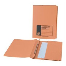 5 Star Flat File with Pocket Recycled Manilla 315gsm 38mm Foolscap Orange [Pack 25]
