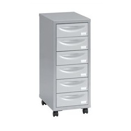 Pierre Henry Multi Drawer Storage Cabinet Steel 6 Drawers W300xD390xH710mm Silver and Grey Ref 095969