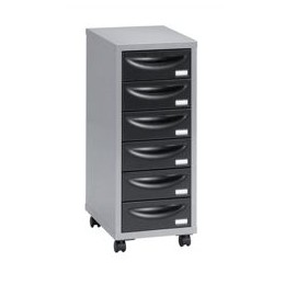Pierre Henry Multi Drawer Storage Cabinet Steel 6 Drawers W300xD390xH710mm Silver and Black Ref 095992