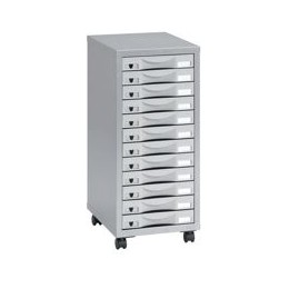 Pierre Henry Multi Drawer Storage Cabinet Steel 12 Drawers W300xD390xH710mm Silver and Grey Ref 095072