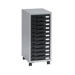 Pierre Henry Multi Drawer Storage Cabinet Steel 12 Drawers W300xD390xH710mm Silver and Black Ref 095993
