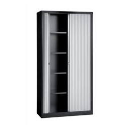 Bisley A4 EuroTambour 4 Shelves W1000xD430xH1980mm Black Frame Silver Shutters Ref ET410/19/4S.SL arn
