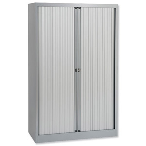 Bisley A4 EuroTambour 3 Shelves W1000xD430xH1600mm Black Frame Silver Shutters Ref ET410/16/3S.SL arn
