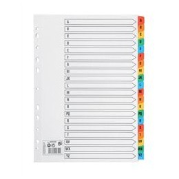 5 Star Index 230 micron Card with Coloured Mylar Tabs A-Z A4 White