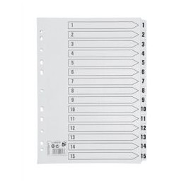 5 Star Index 230 micron Card with Clear Mylar Tabs 1-15 A4 White