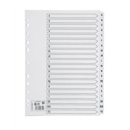 5 Star Index 230 micron Card with Clear Mylar Tabs A-Z A4 White