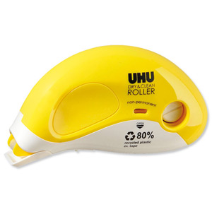 UHU Glue Roller Dry and Clean Non Permanent Refillable Immediate Bond Solvent Free 8.4mmx14m Ref 50555