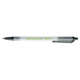 Bic Ecolutions Clic Stic Ball Pen Recycled Retractable 1.0mm Tip 0.4mm Line Black Ref 8806872 [Pack 50]